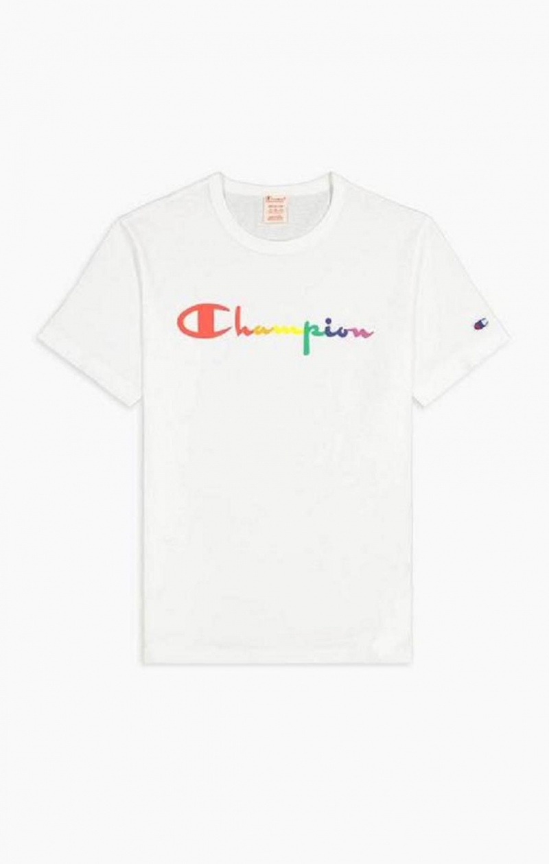 Champion PRIDE Crew Neck T-Shirt Tricko Panske Biele | 7983-QEJXN