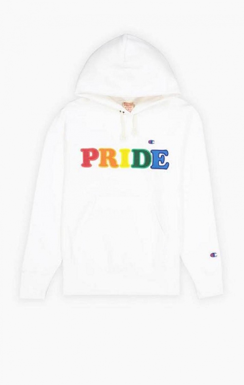 Champion PRIDE Reverse Weave Hoodie Mikina s Kapucnou Panske Biele | 6208-IWCSV