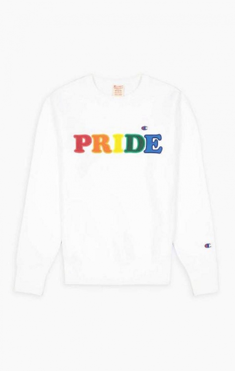 Champion PRIDE Reverse Weave Sweatshirt Mikiny Panske Biele | 6708-RZDJH