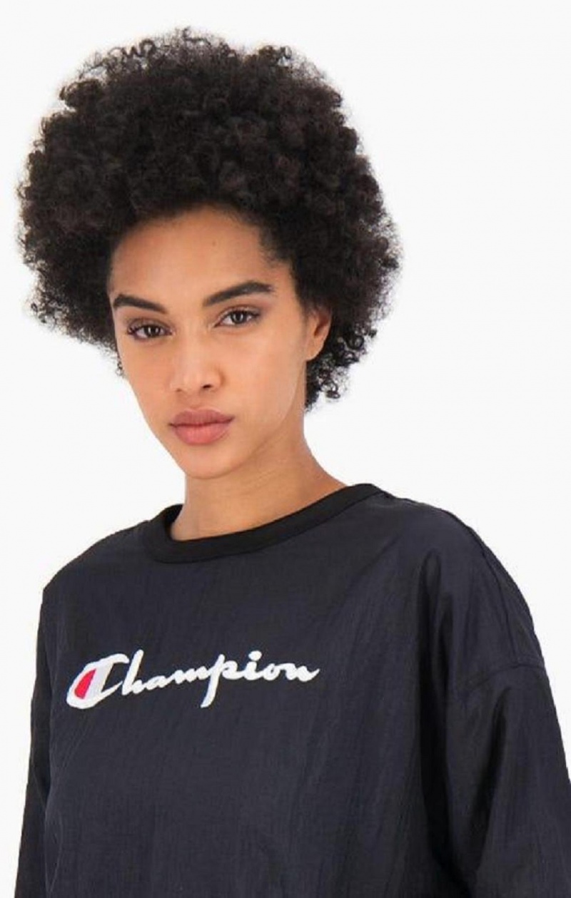 Champion Panel Detail Script Logo Sweatshirt Mikiny Damske Čierne | 1270-GDPFA