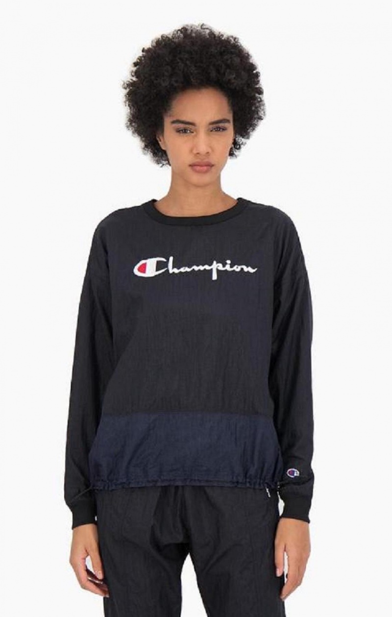 Champion Panel Detail Script Logo Sweatshirt Mikiny Damske Čierne | 1270-GDPFA