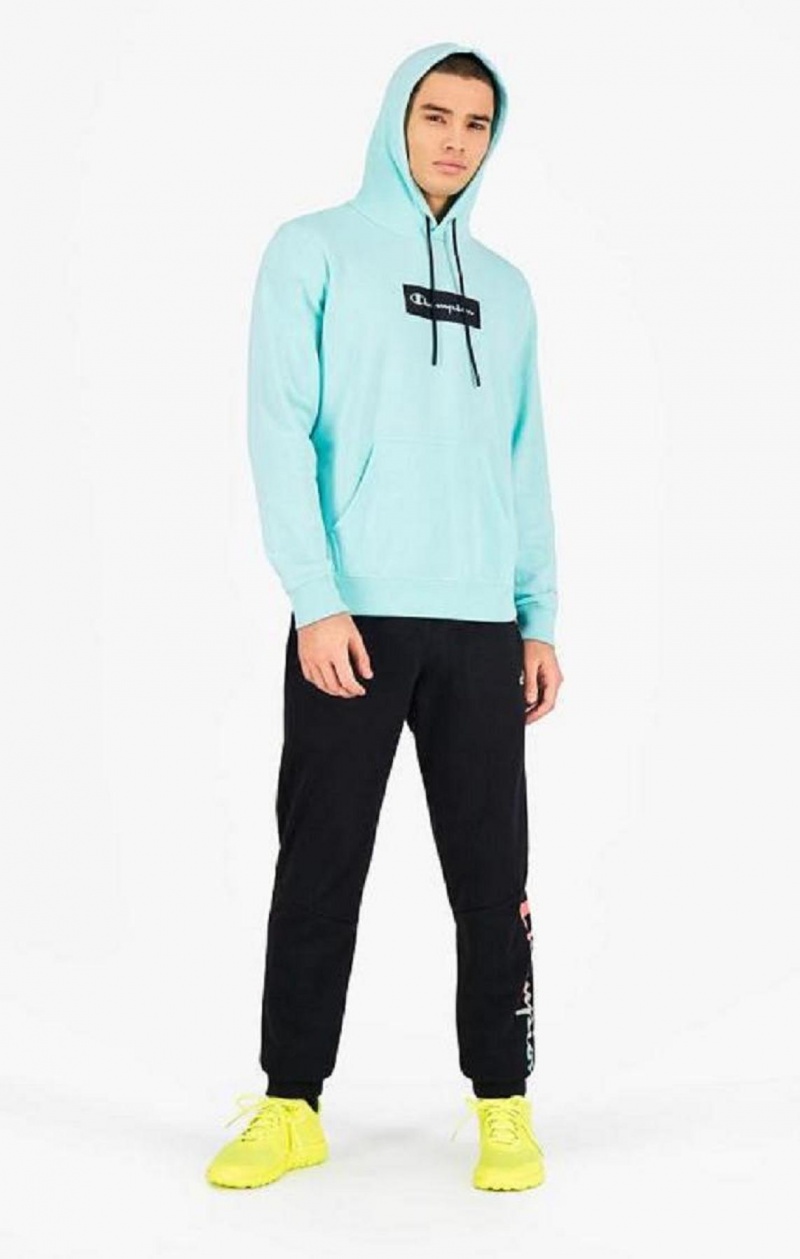 Champion Pastel Box Script Logo Hoodie Mikina s Kapucnou Panske Svetlo Modre | 4580-UICMQ