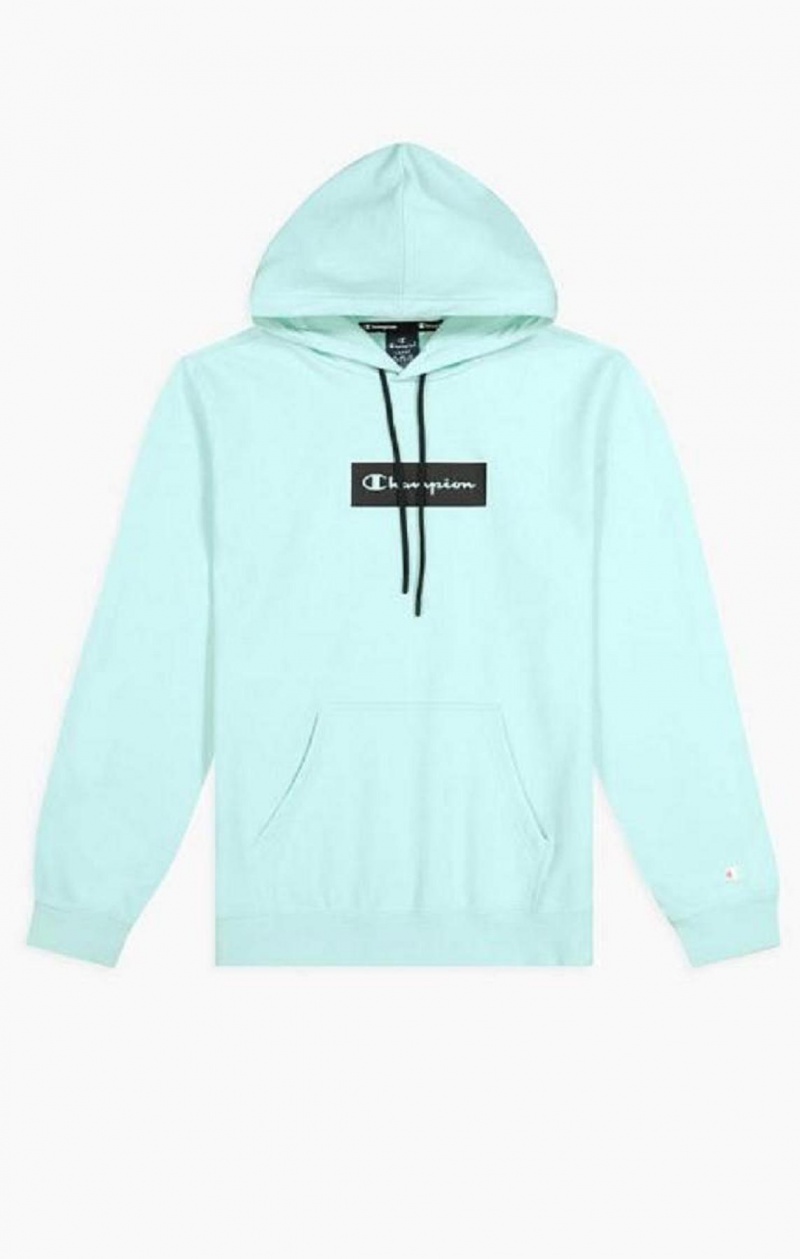 Champion Pastel Box Script Logo Hoodie Mikina s Kapucnou Panske Svetlo Modre | 4580-UICMQ