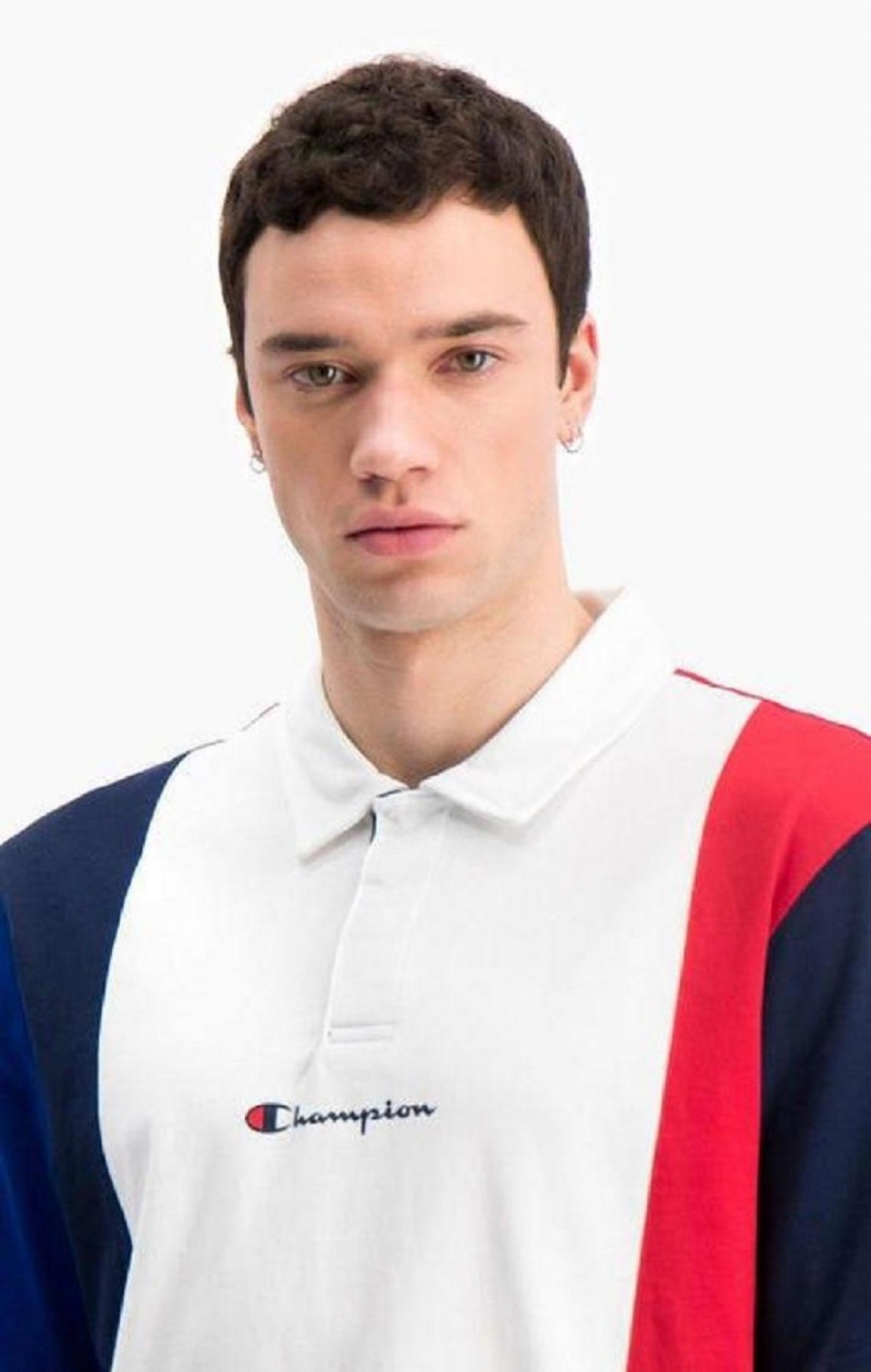 Champion Patchwork Bavlnene Jersey Polo Shirt Tricko Panske Červené Biele | 0639-VPENA