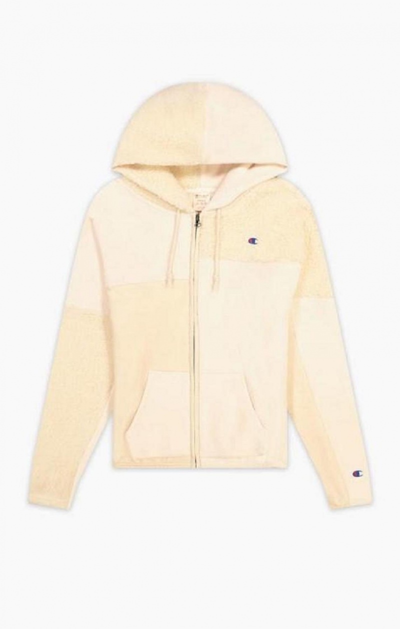 Champion Patchwork Velour + Fleece Zip-Up Hoodie Mikina s Kapucnou Damske Žlté | 9345-MCBVF