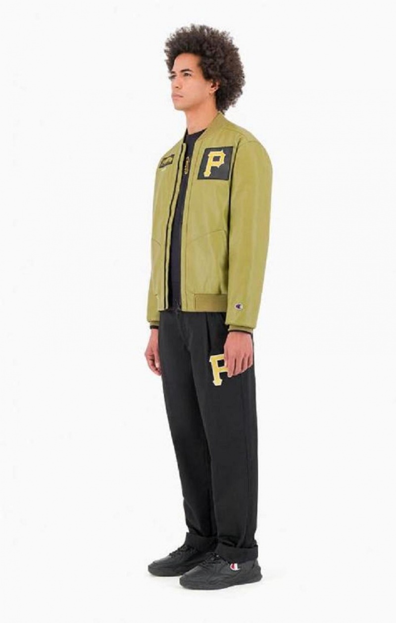 Champion Pittsburgh MLB Fake Kozene Bomber Jacket Bundy Panske Olivovo Zelená Zelene | 9045-ZJTLY