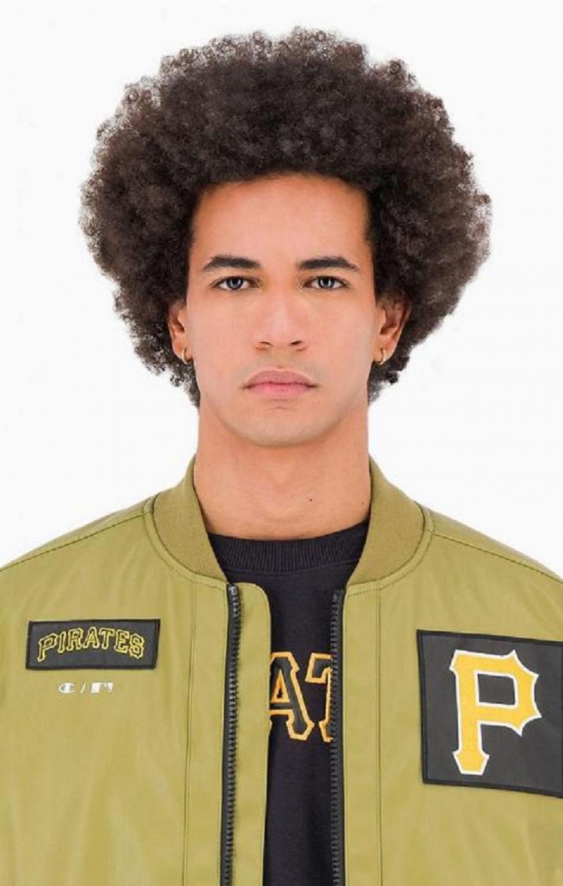 Champion Pittsburgh MLB Fake Kozene Bomber Jacket Bundy Panske Olivovo Zelená Zelene | 9045-ZJTLY