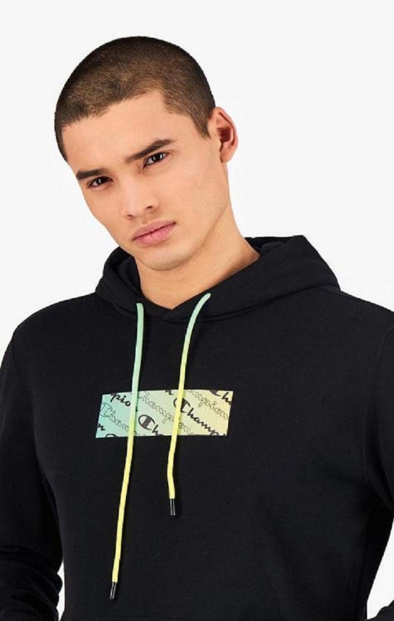 Champion Rainbow Box Script Logo Hoodie Mikina s Kapucnou Panske Čierne | 1027-AFICW