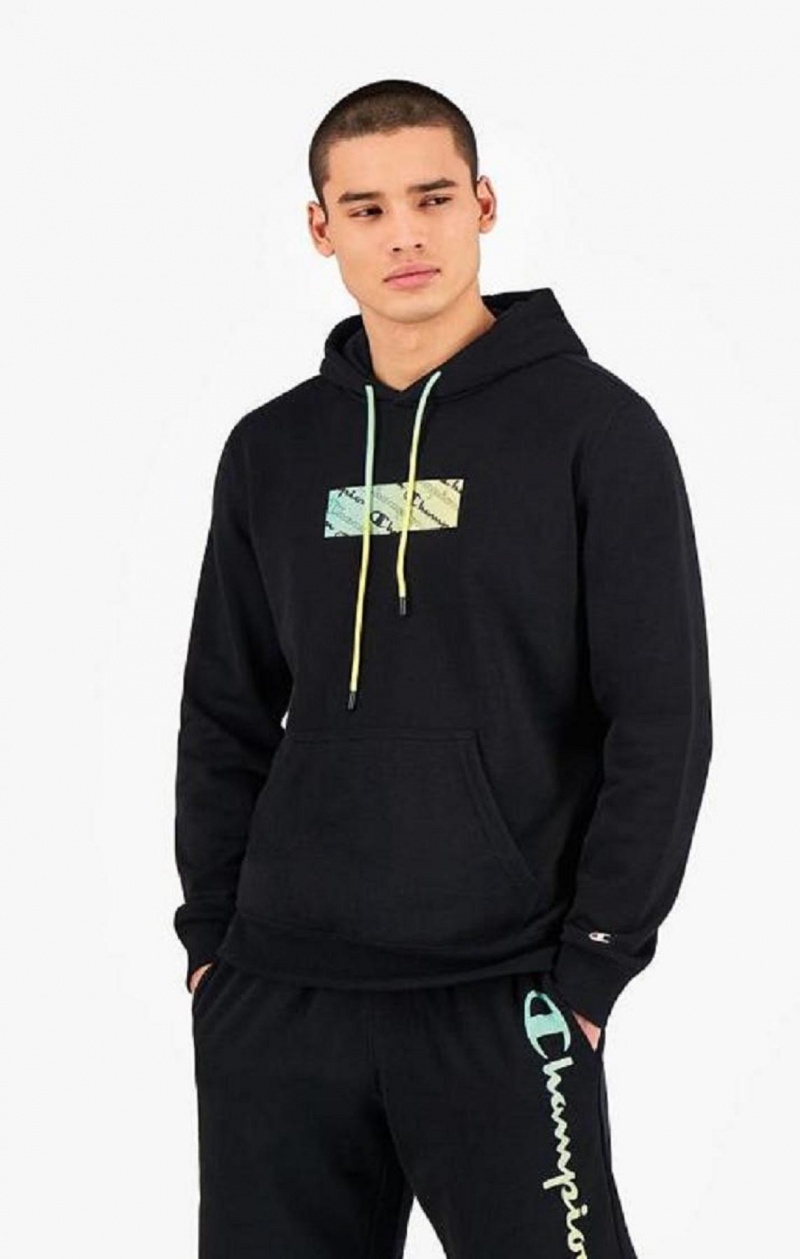 Champion Rainbow Box Script Logo Hoodie Mikina s Kapucnou Panske Čierne | 1027-AFICW