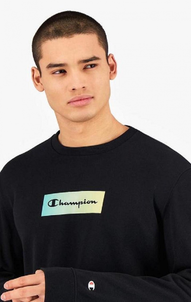 Champion Rainbow Box Script Logo Sweatshirt Mikiny Panske Čierne | 2037-FOMZJ