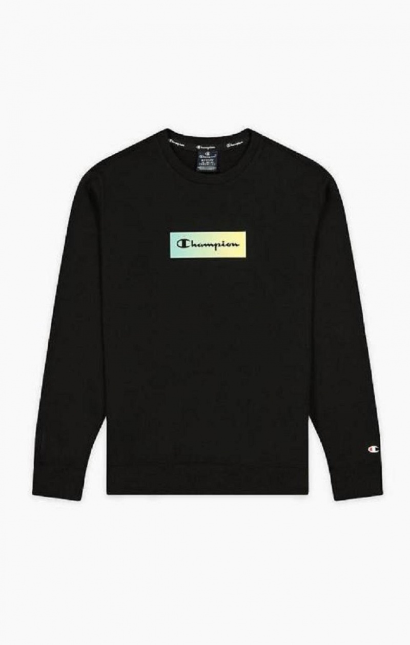 Champion Rainbow Box Script Logo Sweatshirt Mikiny Panske Čierne | 2037-FOMZJ