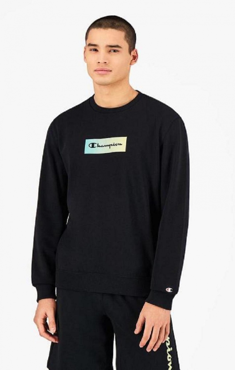 Champion Rainbow Box Script Logo Sweatshirt Mikiny Panske Čierne | 2037-FOMZJ