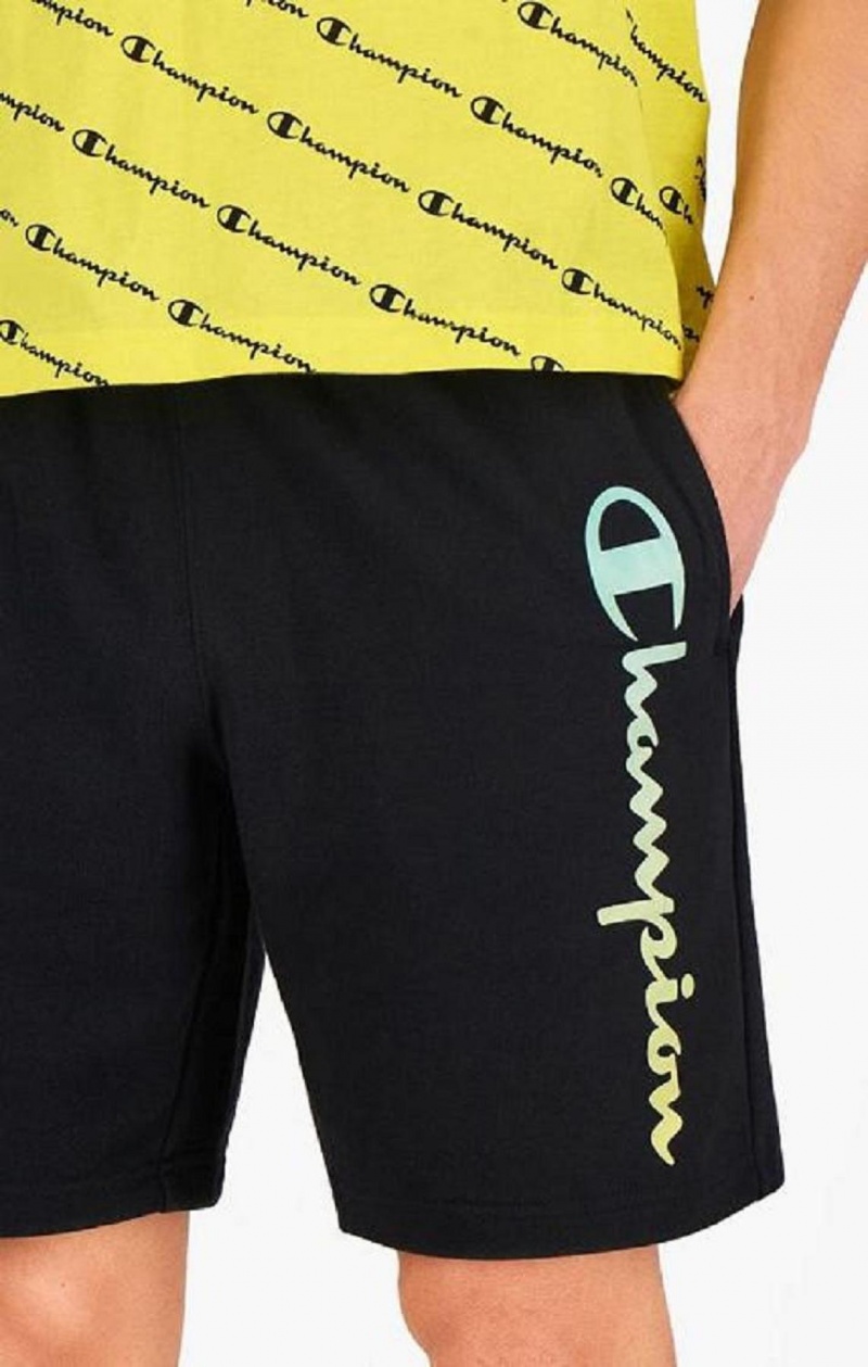 Champion Rainbow Script Logo Sweat Shorts Kratasy Panske Čierne | 2175-ZOWDP