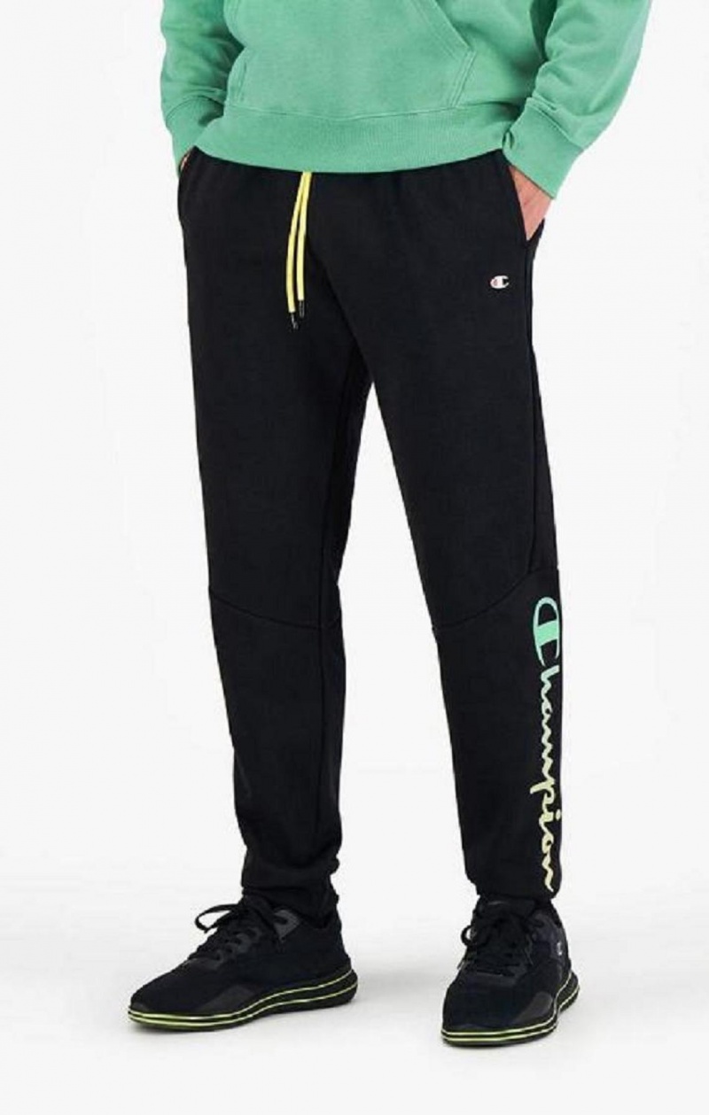 Champion Rainbow Script Logo Sweatpants Jogger Nohavice Panske Čierne | 3068-ISBFM