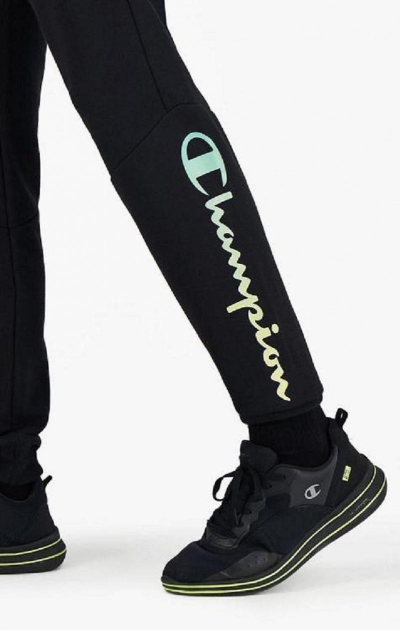 Champion Rainbow Script Logo Sweatpants Jogger Nohavice Panske Čierne | 3068-ISBFM