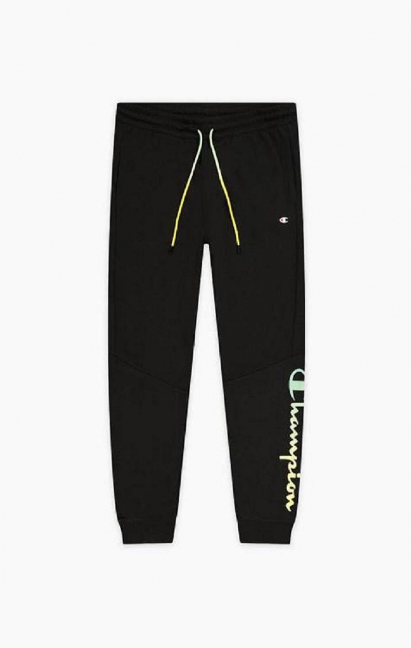 Champion Rainbow Script Logo Sweatpants Jogger Nohavice Panske Čierne | 3068-ISBFM