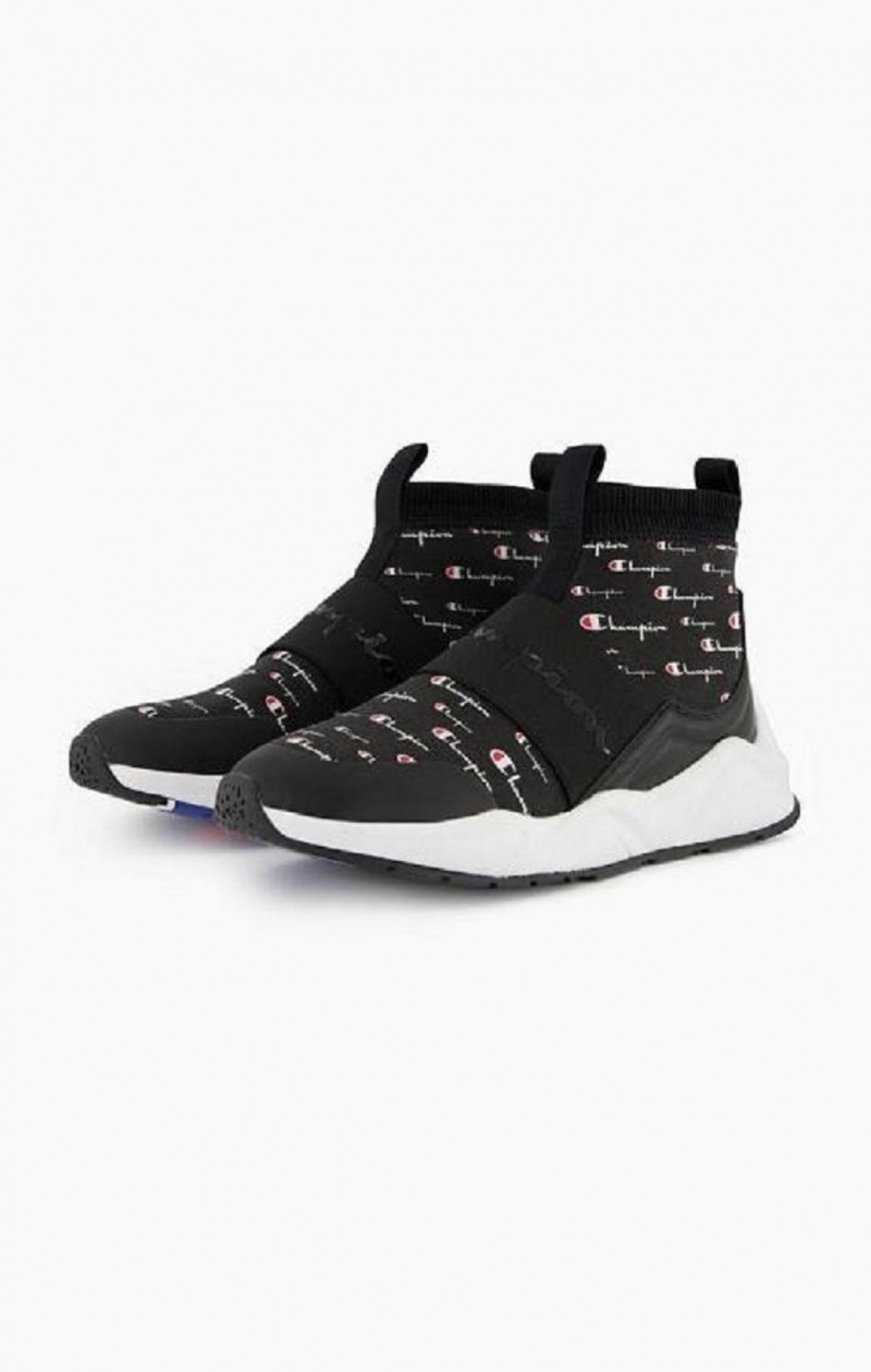 Champion Rally Script Logo Sock Runner Trainers Tenisky Damske Čierne | 4823-TRVLZ