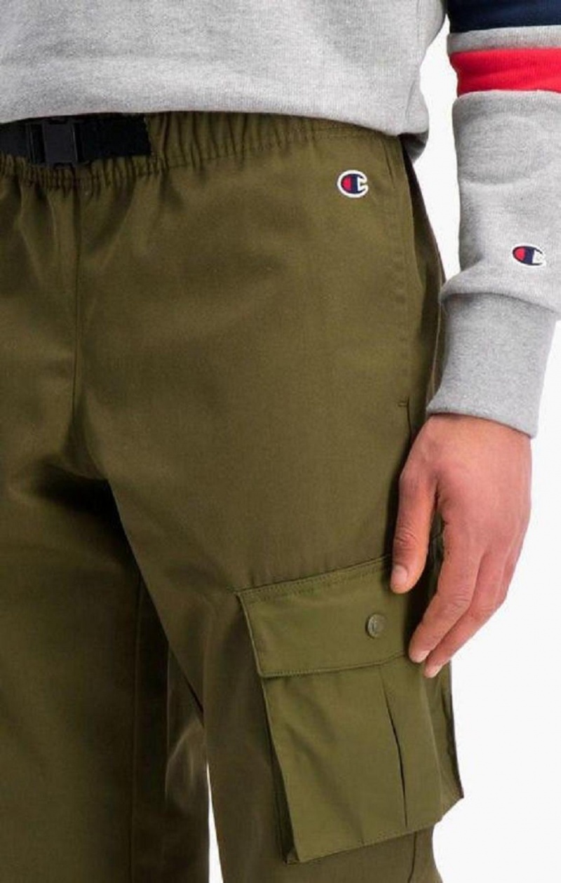 Champion Rebrovaný Cuff Cargo Joggers Jogger Nohavice Panske Zelene | 4120-QFYDW