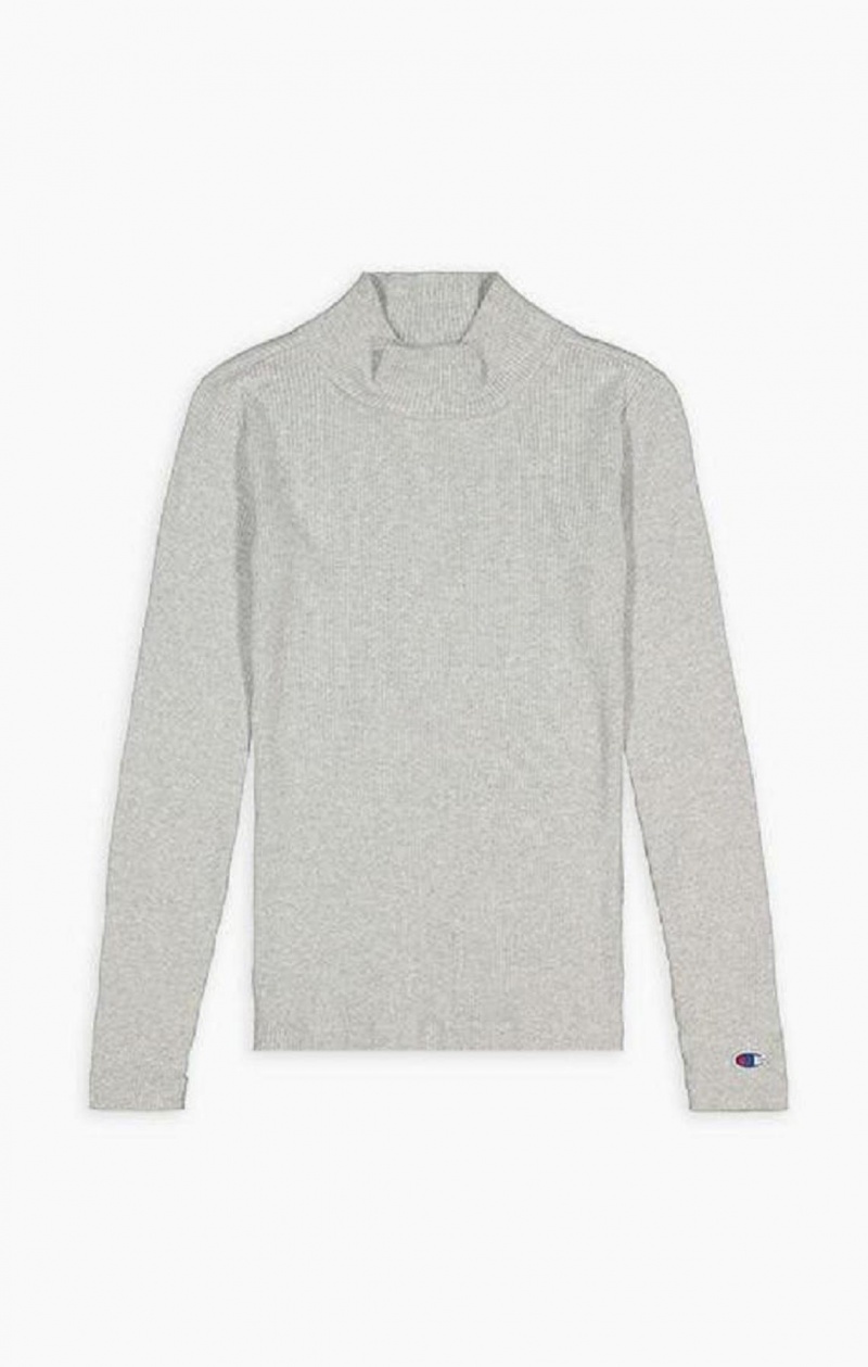 Champion Rebrovaný Polo Neck Top Tricko Damske Svetlo Siva | 5304-DGIEQ