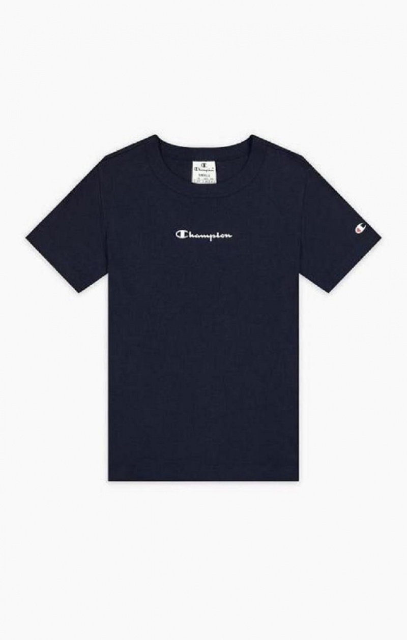 Champion Rebrovaný Script Logo T-Shirt Tricko Damske Tmavo Modre | 6432-QIYPD