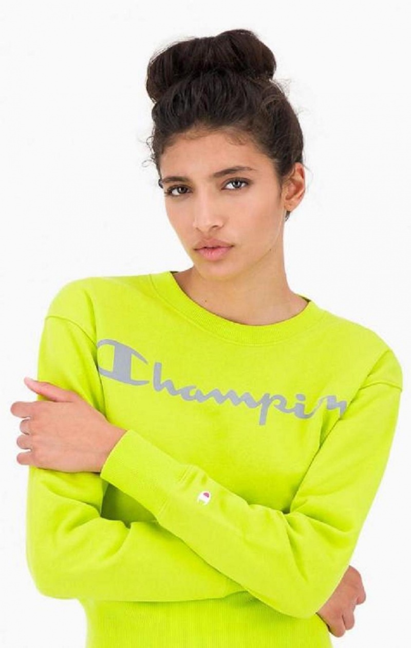 Champion Reflective Logo Fleece Sweatshirt Mikiny Damske Olivovo Zelená Zelene | 6194-ZWYXQ