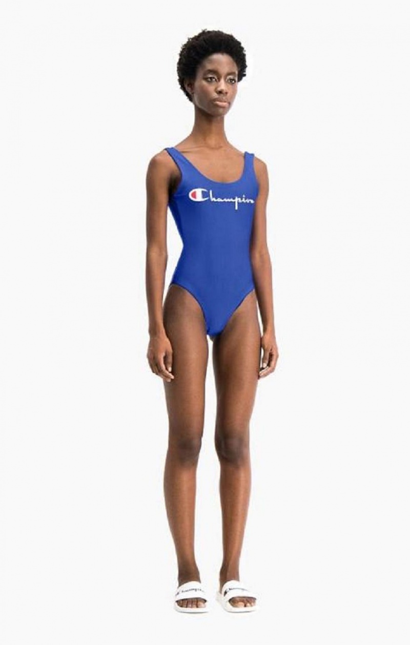 Champion Reversible Script Logo Swimsuit Plavky Damske Modre | 1850-JWIAC