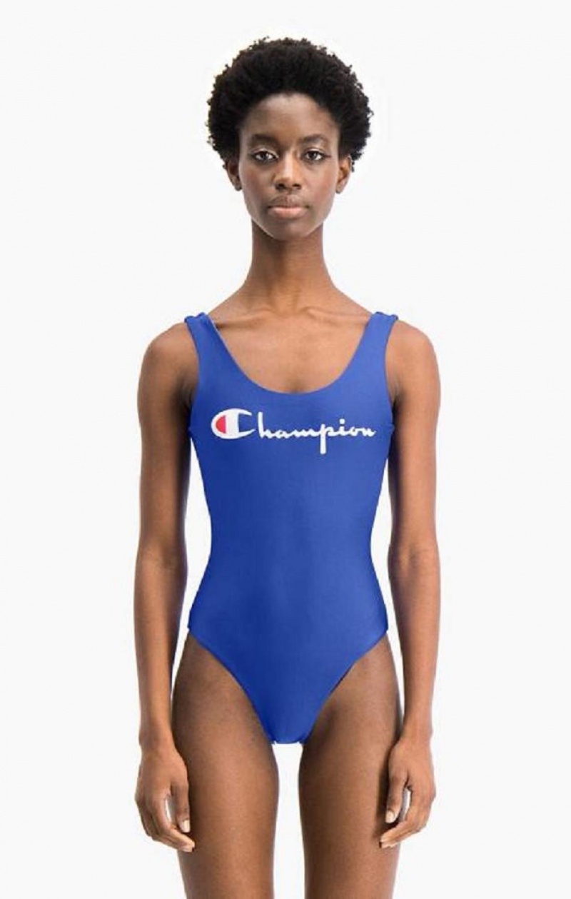 Champion Reversible Script Logo Swimsuit Plavky Damske Modre | 1850-JWIAC