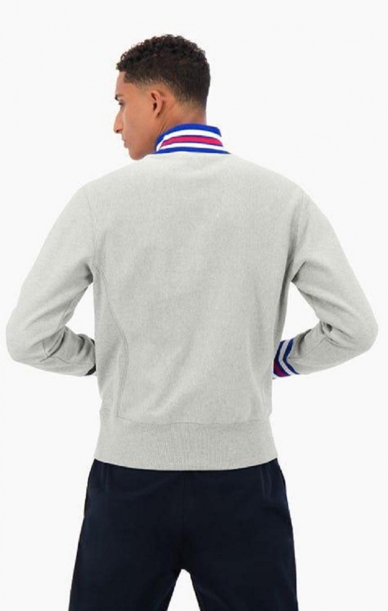 Champion Ringer Trim High Neck Reverse Weave Jumper Mikiny Panske Svetlo Siva | 2674-HFPLG