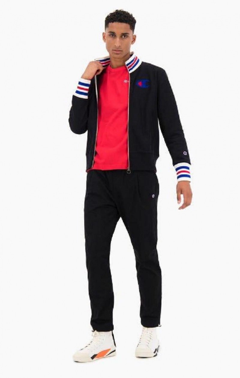 Champion Ringer Trim Reverse Weave Bomber Jacket Bundy Panske Čierne | 9625-IQZNH