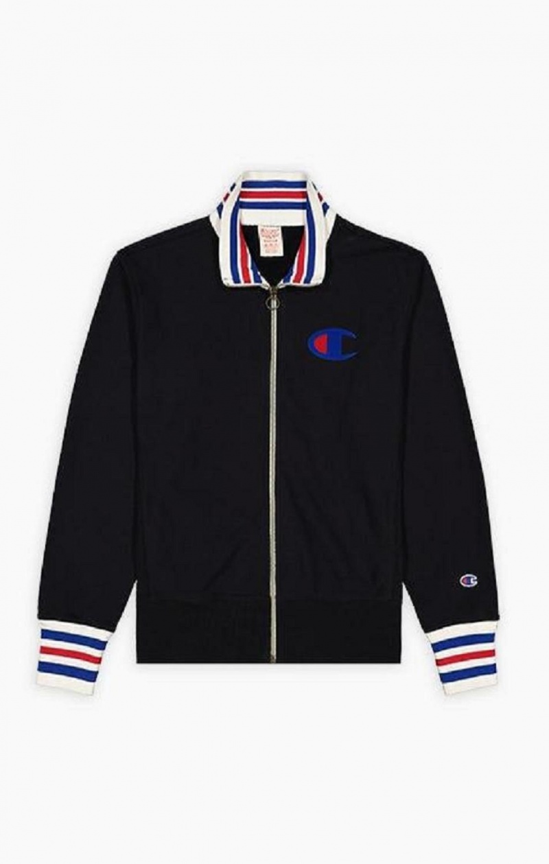 Champion Ringer Trim Reverse Weave Bomber Jacket Bundy Panske Čierne | 9625-IQZNH