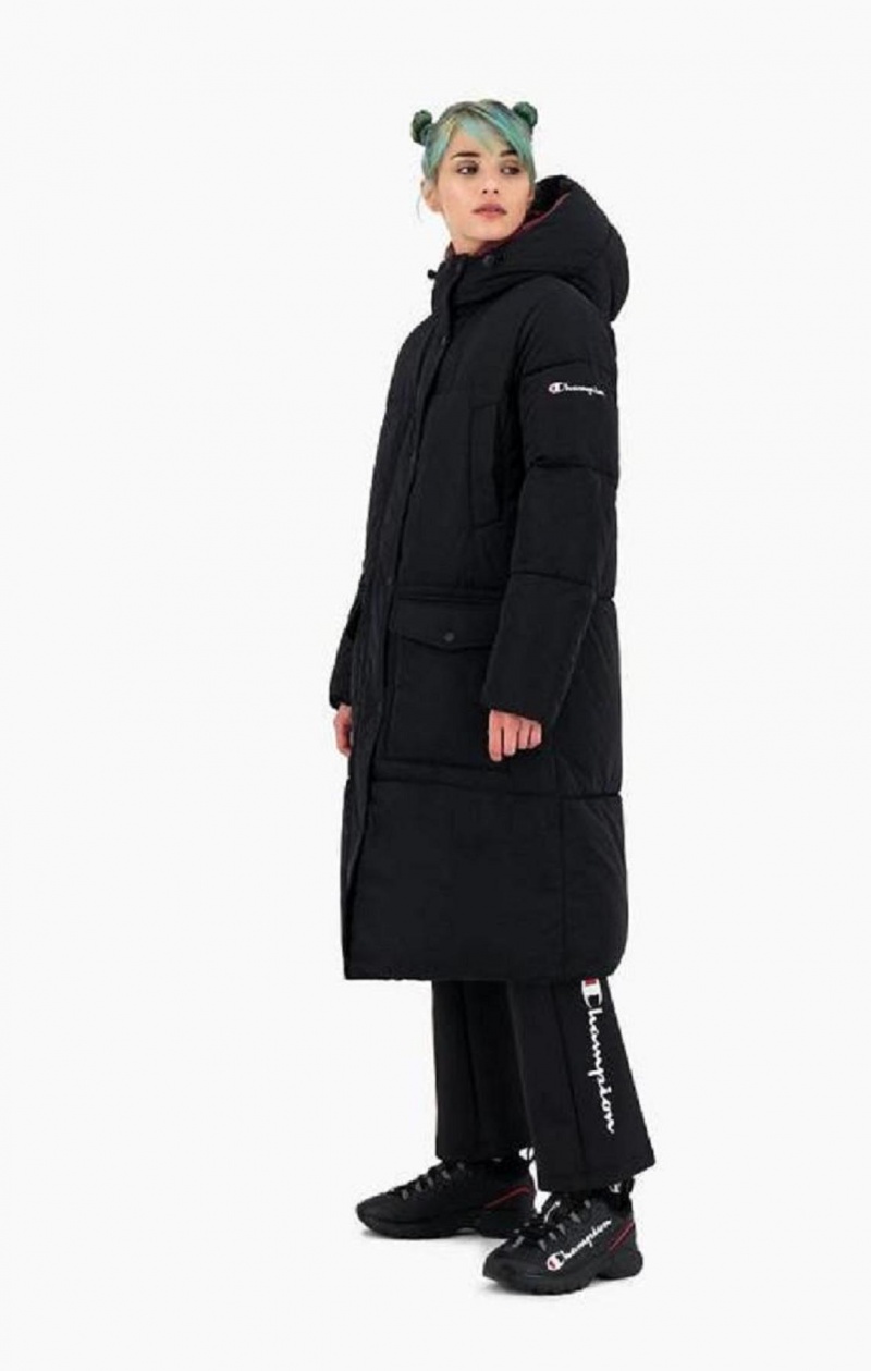 Champion S Kapucňou Long Parka Coat Bundy Damske Čierne | 1290-EVYZI