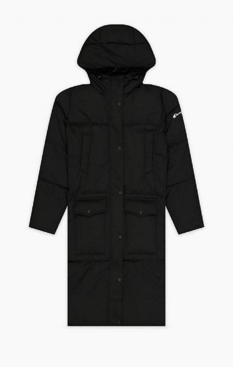 Champion S Kapucňou Long Parka Coat Bundy Damske Čierne | 1290-EVYZI