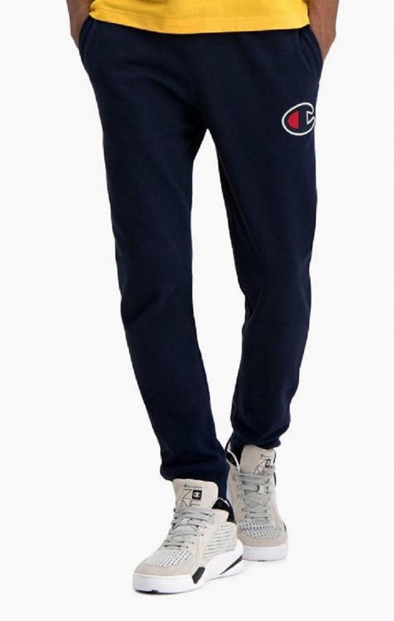 Champion Satin C Logo Bavlnene Terry Joggers Jogger Nohavice Panske Tmavo Tyrkysové | 5690-XPKVS