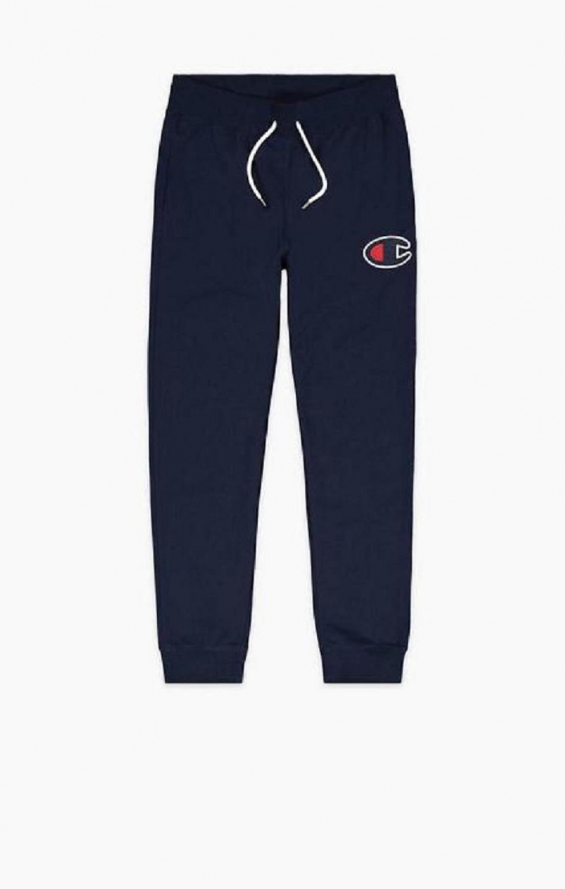 Champion Satin C Logo Bavlnene Terry Joggers Jogger Nohavice Panske Tmavo Tyrkysové | 5690-XPKVS