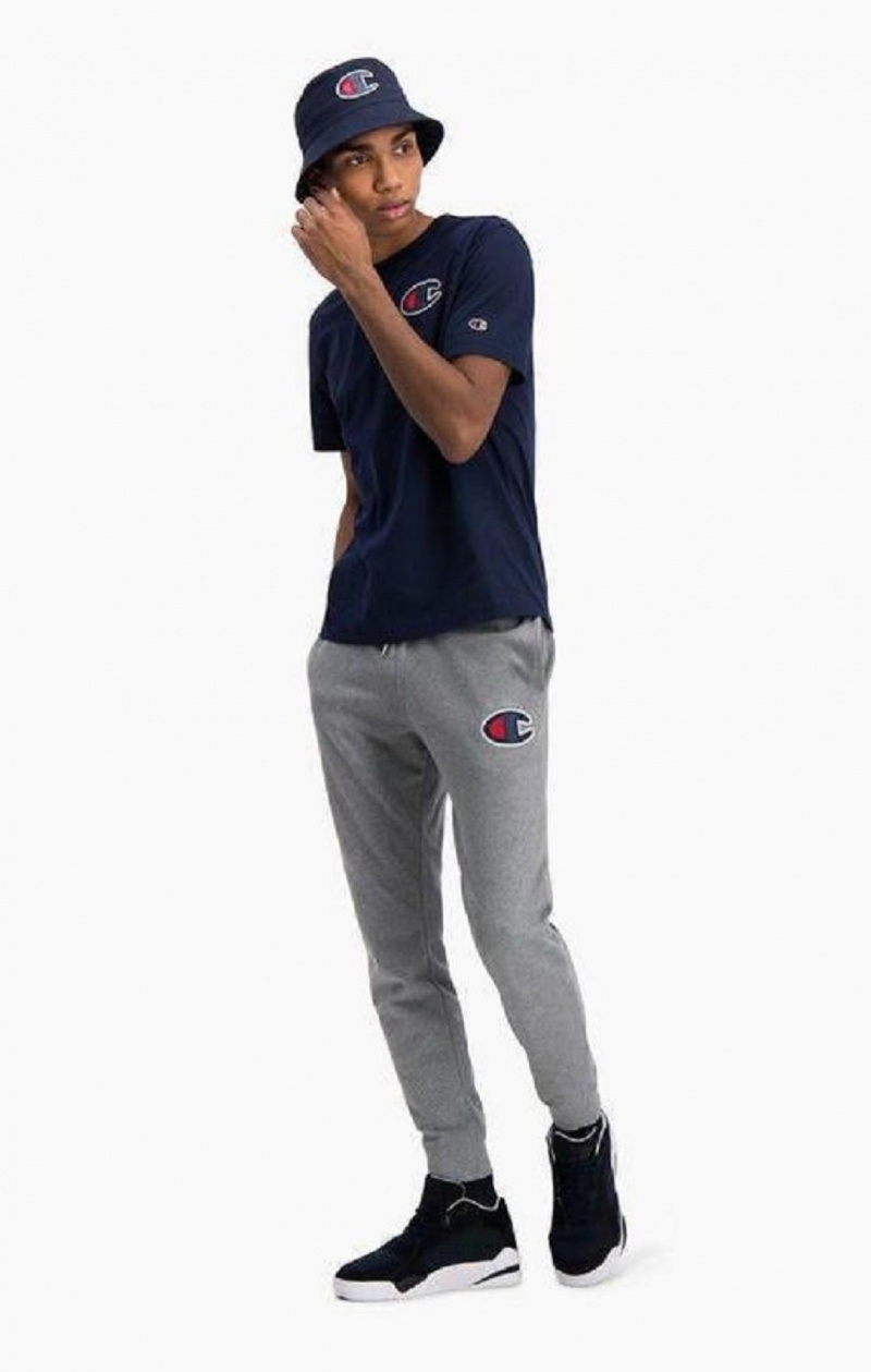 Champion Satin C Logo Crew Neck T-Shirt Tricko Panske Tmavo Tyrkysové | 7985-LUGJN