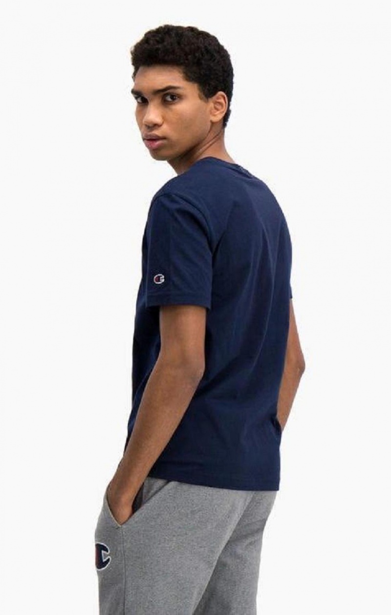 Champion Satin C Logo Crew Neck T-Shirt Tricko Panske Tmavo Tyrkysové | 7985-LUGJN