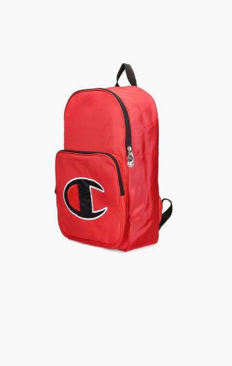 Champion Satin C Logo Patch Zipped Backpack Tasky Panske Červené | 7051-HRFTB