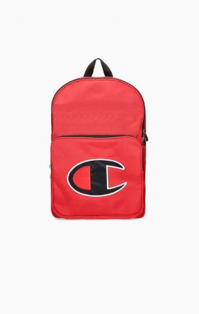 Champion Satin C Logo Patch Zipped Backpack Tasky Panske Červené | 7051-HRFTB