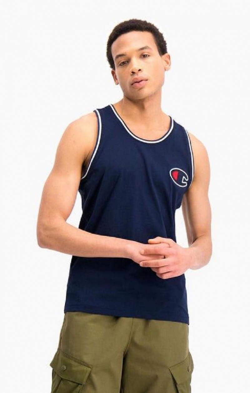 Champion Satin C Logo Tank Top Tricko Panske Tmavo Modre | 4503-LDWOF