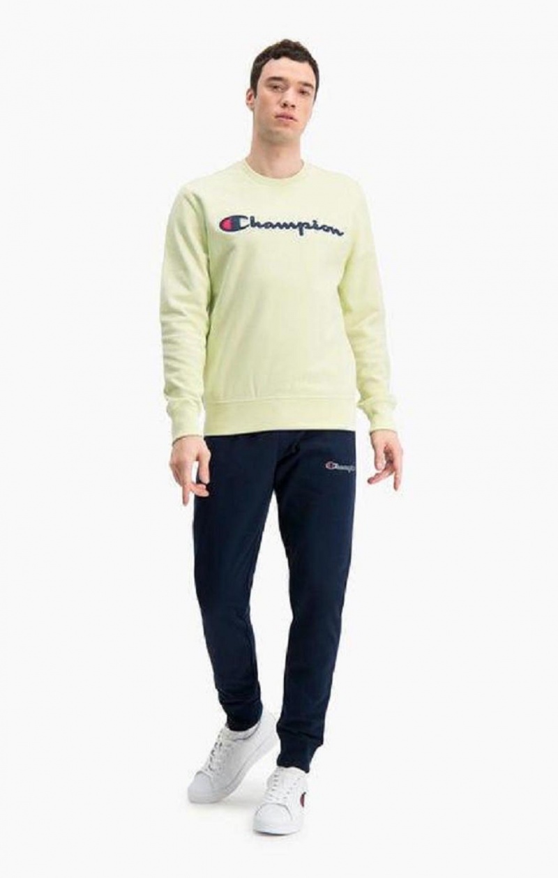 Champion Satin Script Logo Bavlnene Terry Sweatshirt Mikiny Panske Tyrkysové | 3092-LWONV