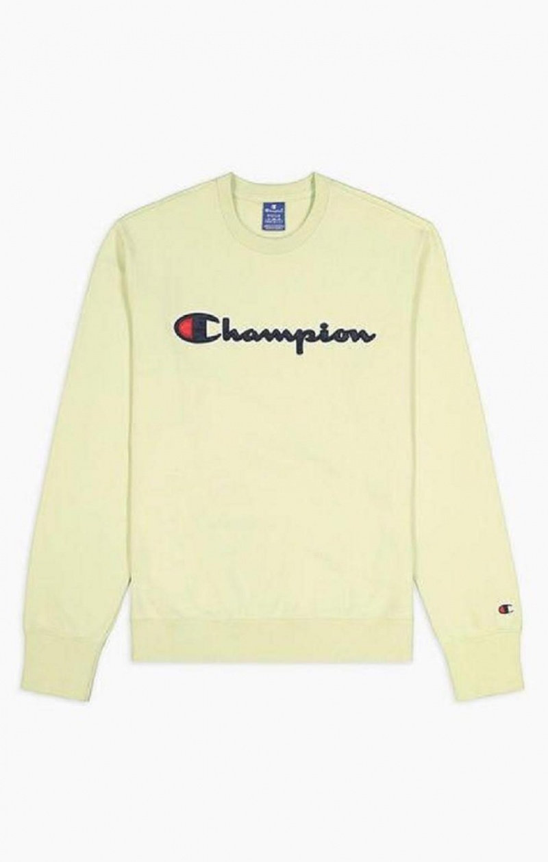 Champion Satin Script Logo Bavlnene Terry Sweatshirt Mikiny Panske Tyrkysové | 3092-LWONV