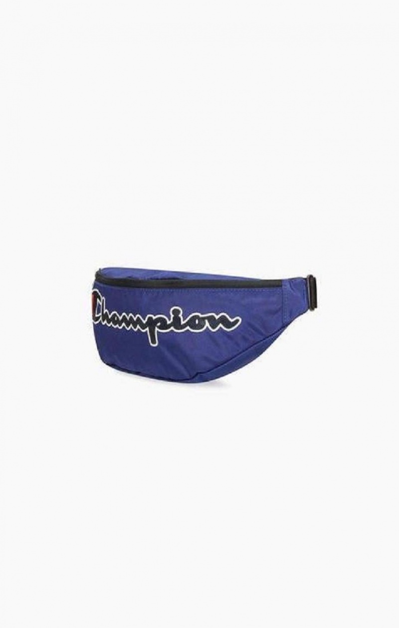 Champion Satin Script Logo Patch Belt Bag Tasky Panske Modre | 0375-FRQTI