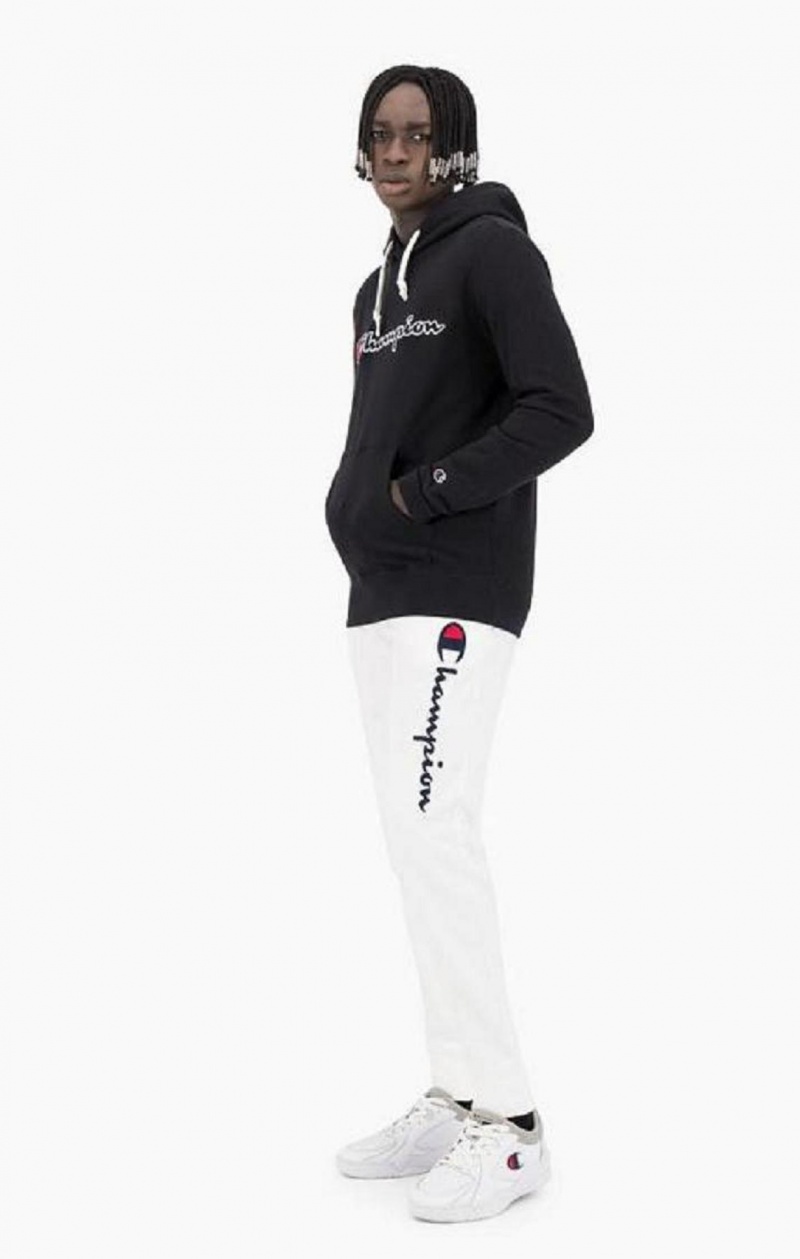 Champion Satin Stitch Script Logo Fleece Joggers Jogger Nohavice Panske Biele | 6279-CEZKG