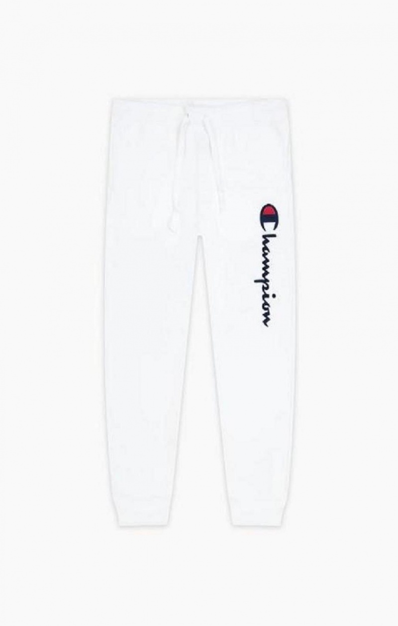 Champion Satin Stitch Script Logo Fleece Joggers Jogger Nohavice Panske Biele | 6279-CEZKG