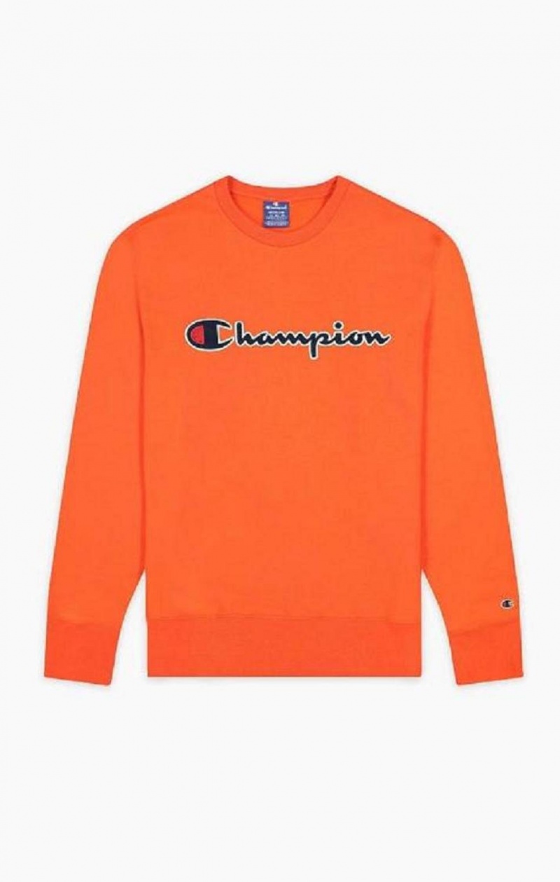 Champion Satin Stitch Script Logo Fleece Sweatshirt Mikiny Panske Červené | 0318-RVNAS