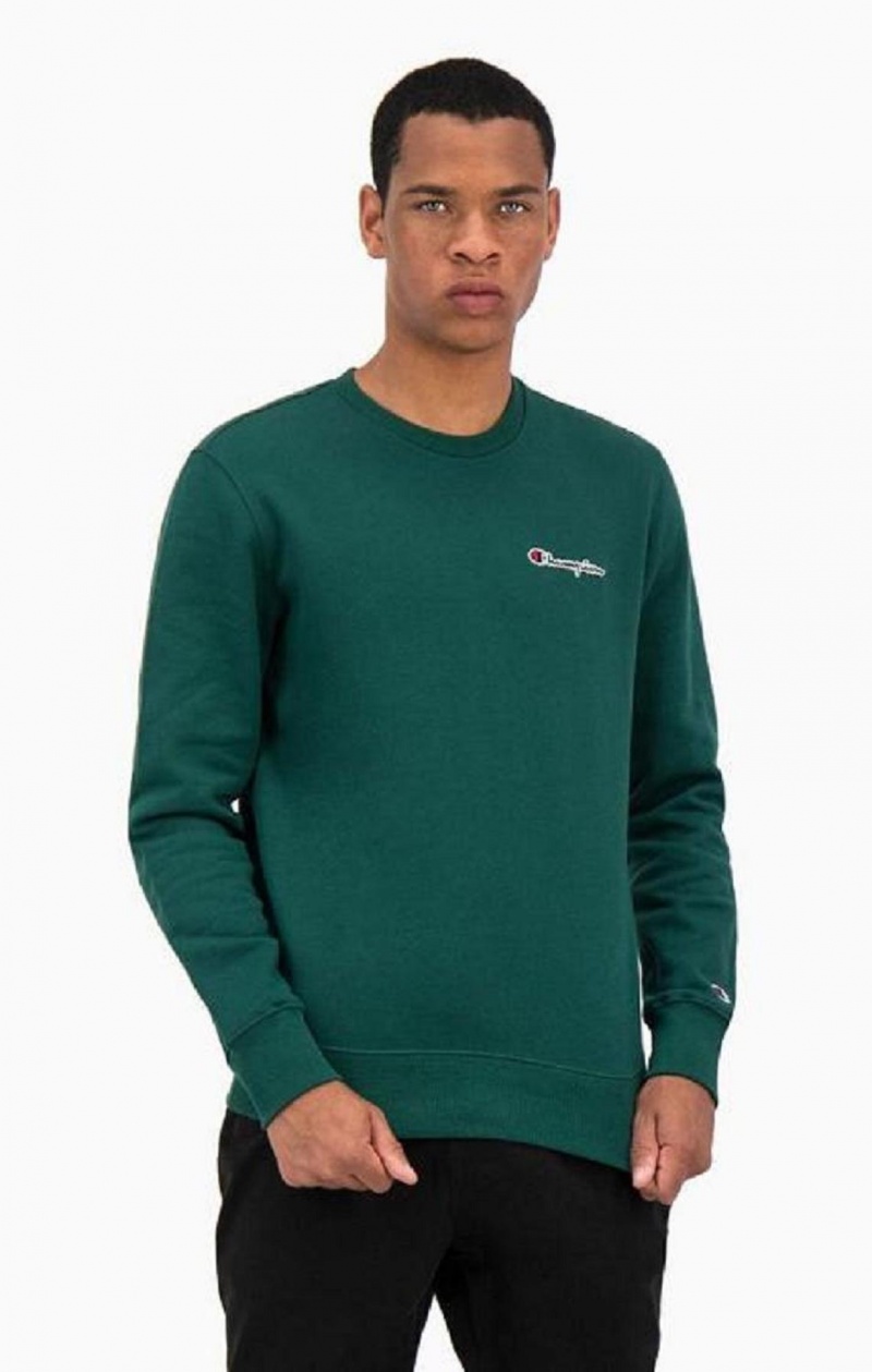 Champion Satin Stitch Script Logo Fleece Sweatshirt Mikiny Panske Svetlo Zelene | 2639-EOFZM