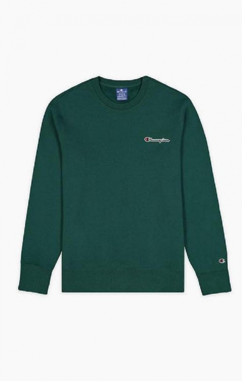 Champion Satin Stitch Script Logo Fleece Sweatshirt Mikiny Panske Svetlo Zelene | 2639-EOFZM