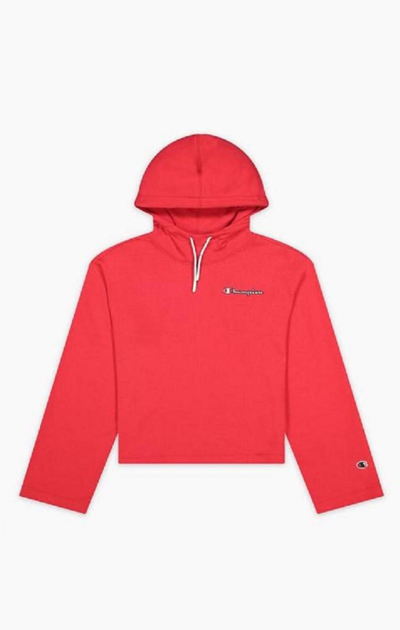 Champion Satin Stitch Script Logo Hoodie Mikina s Kapucnou Damske Červené | 8357-FITRW