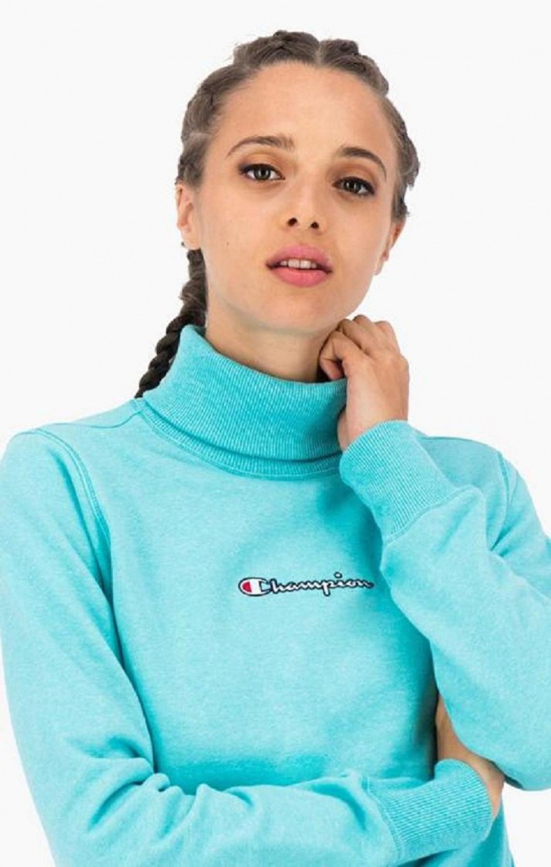 Champion Satin Stitch Script Logo Sweatshirt Mikiny Damske Tyrkysové | 5392-KJGTZ