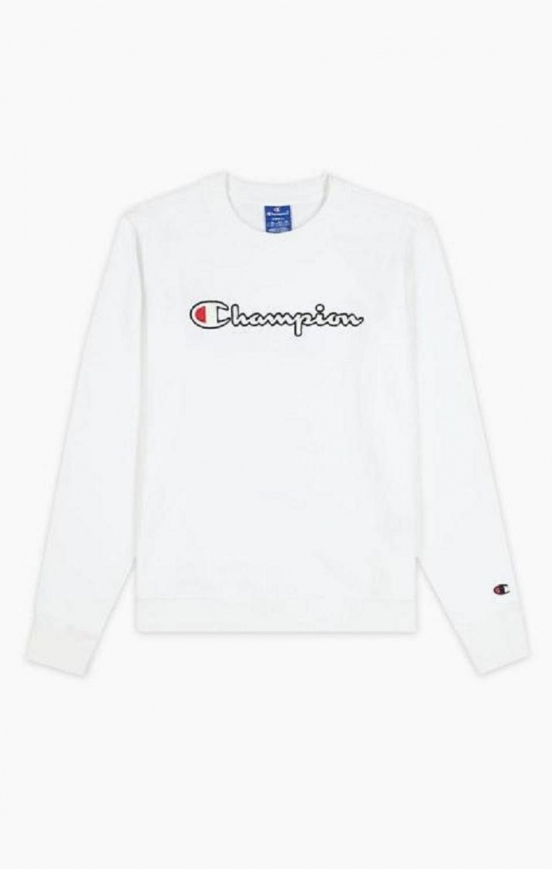 Champion Satin Stitch Script Logo Sweatshirt Mikiny Damske Biele | 9410-JWAUH